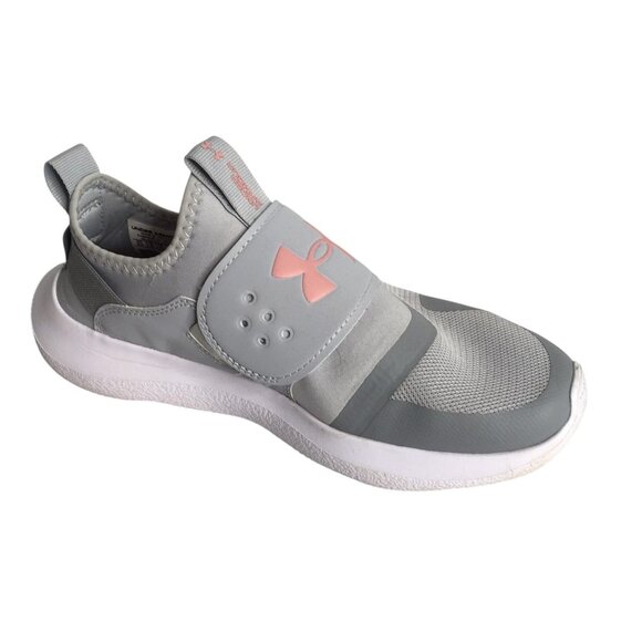 Under Armour Shoes Womens Size 8.5 Gray Pink Slip On Strap Sneakers 3024871-107 - Picture 3 of 11
